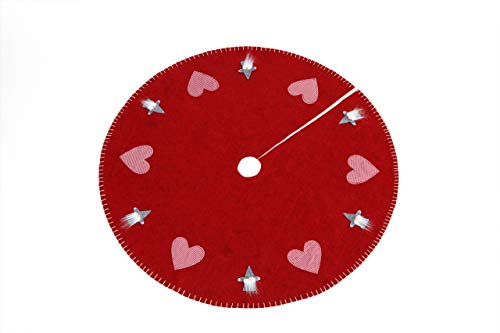 Heitmann Deco Round Felt Tree Blanket – Protection Against Pine Needles – Christmas Tree Underlay with Christmas Motif – Red