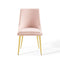 Modway Viscount Modern Accent Performance Velvet Dining Chair, Pink