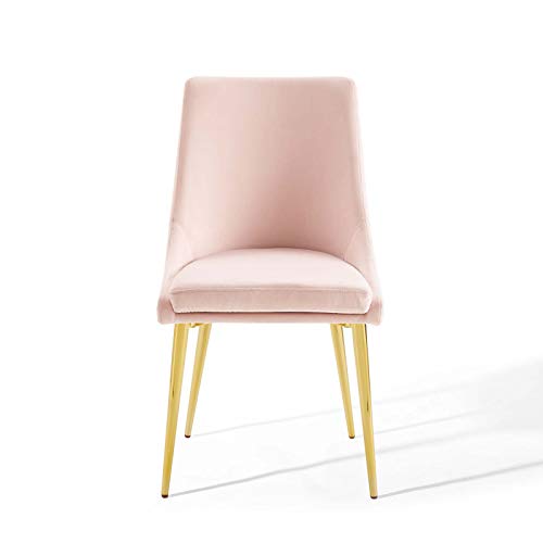 Modway Viscount Modern Accent Performance Velvet Dining Chair, Pink