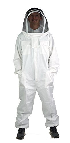 VIVO Professional Large Cotton Full Body Beekeeping Suit with Veil Hood (Bee-V106)