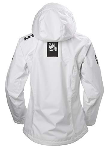 Helly Hansen Women's Crew Hooded Midlayer Fleece Lined Waterproof Windproof Breathable Rain Coat Jacket, 001 White, Large