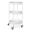 Kate and Laurel Celia Modern Glam 3-Tier Bar Cart, 14 x 14 x 28, White, Decorative Round Serving Cart with Lockable Wheels