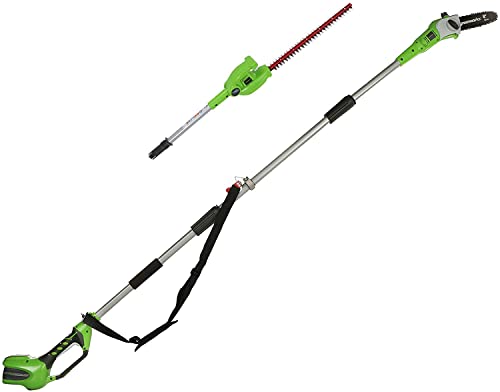 Greenworks 8.5' 40V Cordless Pole Saw with Hedge Trimmer Attachment, Battery Not Included PSPH40B00, Black and Green