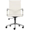 2xhome Modern Office Desk Chair Mid Back Ribbed PU Leather Conference Task Armchair with Swivel Tilt & Adjustable Height, White