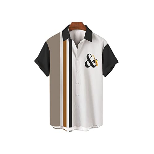 ALAKSA Short Sleeve, Men Shirt Casual Musical Instrument Printing Single Button All-Match Summer Beach Shirt Short-Sleeved Beach Top (Size : 3XL)