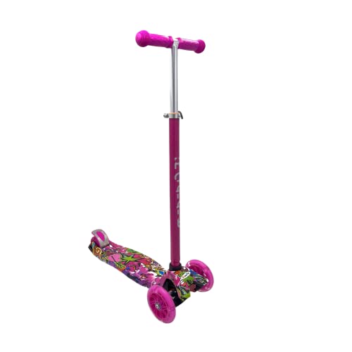 ROFFT Maxi Scooter for Kids Ages 6-12 Lean-to-Steer 3 Wheel Scooter for Kids Ages 6-12 PU Light-Up Wheels Kids Scooter Adjustable Height Light Weight Aluminum Scooters T-Bar Colorful Design Printed