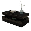 Coffee Table High Gloss Front Tea Table 4 Drawers Storage Shelf Wood Modern Living Room Furniture Black 85cm Length