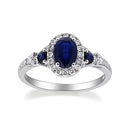 Gin & Grace Women's 14K White Gold Genuine Blue Sapphire Ring With Diamonds (Oval-Cut) Shaped (TW3319R-BS-10)