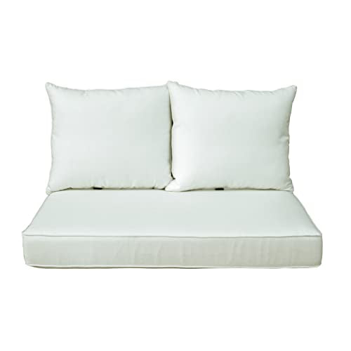BOSSIMA Sunbrella Patio Furniture Cushions Comfort Deep Seat Glider Loveseat Cushion Indoor Outdoor Seating Cushions,Mixed White/Beige
