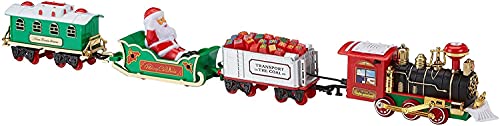 SHATCHI Christmas Train Set-Around The Tree Xmas Home Decoration Festive Light Up Realistic Sound Battery Operated, Multi, One Size