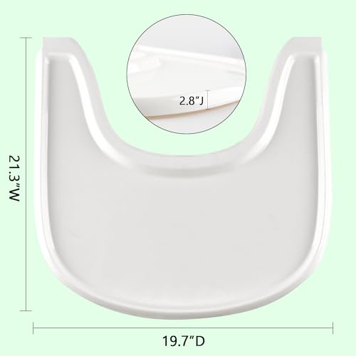 High Chair Tray Compatible with Stokke Tripp Trapp Chair,Smooth Surface, Strong Suction（Made of Food-Safe Plastic）- White