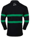 Malham Irish Shamrock Sprig Ireland Longsleeve Striped Rugby Ireland, Navy and Kelly Green, Large