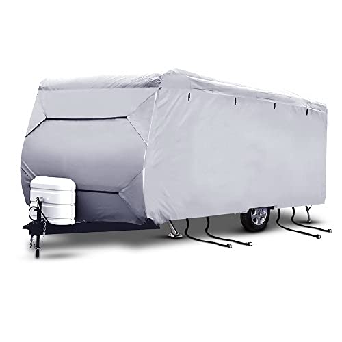 Weisshorn Caravan Cover, 14-16ft Caravans Campervan Accessories Pop Top Trailer Covers Carry Bag Camping Hiking Travel Garden Accessory, 4 Layer Heavy Duty UV Grey