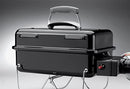 Weber Go-Anywhere Gas Barbeque Grill | Portable Gas BBQ Grill | Table Top Camping Barbeque with Lid | Porcelain-Enamelled Bowl | Small & Lightweight Deep Dish Outdoor Stove - Ivory (1125004)