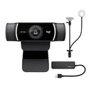 Logitech C922 Pro Stream 1080p Webcam, Knox Gear Holder and Light Stand and 4-Port USB Hub (3 Items)