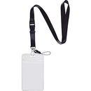 1 Pack ID Badge Holder with Black Lanyards Neck Strap Detachable Buckle Enhanced Breakaway Quick Release Safety Lanyard with Vertical Name Tag Card Holders Zipper Waterproof Resealable Clear Plastic