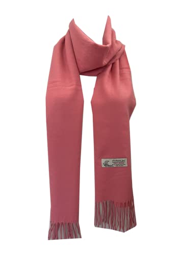 WA - Super Soft Womens Mens Luxurious Classic Cashmere Feel Wrap Scarf Plaid Scarves, Soild-peach, 12"W x 72"L