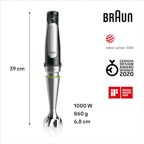 Braun Household MultiQuick 7 Hand Blender MQ7087X , Black, Hand Blender, Food Processor, Mixer, Juicer, ActiveBlade System, EasyClick Plus System, Splash Control