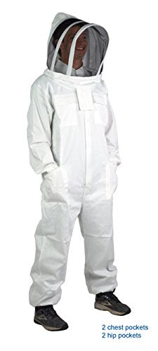 VIVO Professional Large Cotton Full Body Beekeeping Suit with Veil Hood (Bee-V106)