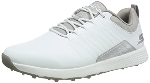 Skechers Men's Elite 4 Victory Spikeless Golf Shoe, White/Grey, 13 Wide