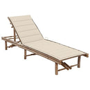 vidaXL Garden Sun Lounger with Cushion Patio Backyard Terrace Balcony Backyard Lounge Day Bed Seat Outdoor Seating Furniture Bamboo