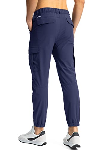 Pinkbomb Men's Hiking Cargo Pants with 7 Pockets Slim Fit Stretch Joggers Golf Cargo Work Pants for Men, Navy Blue, Medium