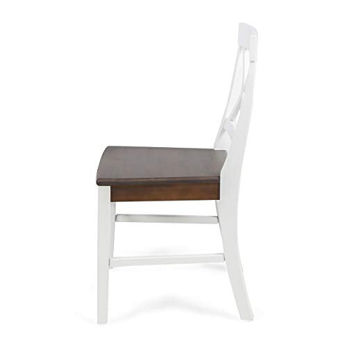 Christopher Knight Home Roshan Farmhouse Acacia Wood Dining Chairs, White/Walnut 21D x 17.75W x 35.5H Inch