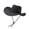 Mens Women Cowboy Hat Faux Felt Western Western Hat Outdoor Sun Protect Classic Sun Hat (Black)