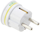 Korjo EU Travel Adaptor, for AU/NZ Appliances, use in Europe (Except UK), Bali and Parts of The Asia, Middle East, & Sth America. Excluding: UK, Italy, Switzerland, Chile, Brazil.