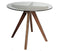 SK Designer Living Amber Collection | Round Glass Dining Table | 90cm - Walnut