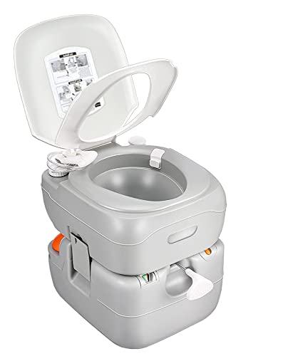 SereneLifeHome SereneLife Portable Toilet Camping Porta Potty, 5.8 Gallon Waste Tank, Indoor Outdoor Toilet with CHH Piston, Leak-Proof Cassette Toilet for RV, White, 5.8 Gallon Upgraded (SLCATL360)