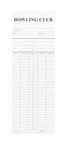 Acclaim Lawn Bowls Scorecards Scoring Pads Score Cards 1000 Single Sided White With Black Text Card Printed Sheets 8 1/4" x 2 3/4"