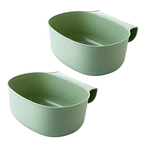 Over The Cabinet Door Basket,Hanging Trash Can Waste Bin Garbage Rack Kitchen Waste Basket Household Uncovered Plastic Storage Box,2pcs (Green)