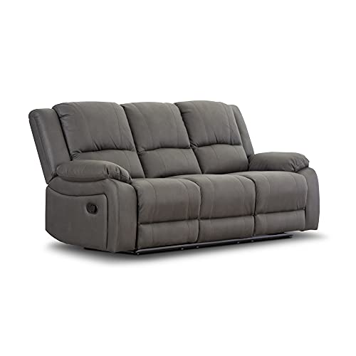 Charlotte 3 + 1 + 1 Seater Manual Recliner Sofa Lounge Couch Armchair Solid Wood Frame Fabric Upholstery Suite - Latte