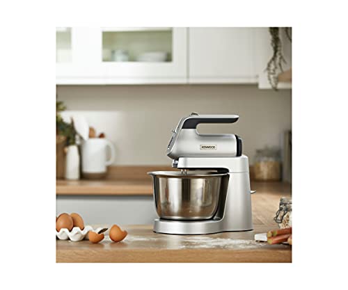 Kenwood Chefette Stand Mixer and Hand Mixer in one, 3,5L Stainless Steel Bowl, Variable Speed + Pulse, 650W, HMP54.000SI, Silver