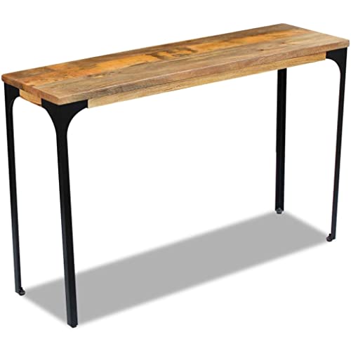 vidaXL Industrial Console Table, Handmade Mango Wood and Steel Sideboard, Brown, 120x35x76 cm