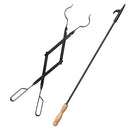Uten 32-Inch Fireplace Fire Pit Campfire Poker Stick and 26-Inch Campfire Fireplace Tongs, Black Solid Steel, Wood Stove, Log Grabber, Camping, Outdoor and Indoor Use.