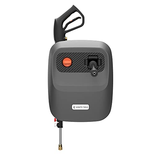 Giraffe Tools Grandfalls Pressure Washer G20B, Wall Mount Pressure Washer with 180° Rotating Bracket, 65ft Retractable Reel, Power Washer for Outdoor Cleaning, Bach Silver Case