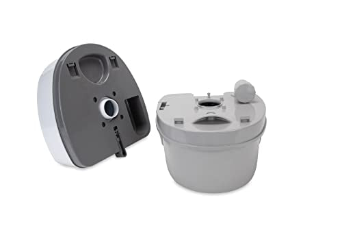 Camco Premium Travel Toilet | Features a 5.3-Gallon Detachable Holding Tank and is Designed for Camping, Hiking, Boating, RVing and More, Acrylonitrile Butadiene Styrene, White & Grey (41544)