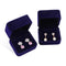 iSuperb Set of 2 Blue Velvet Couple Double Ring Box Earring Jewelry Case Gift Boxes 2.7x2.7x1.6inch