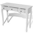 'vidaXL Scandinavian Style Dressing Console Table - White, MDF and Pinewood Construction, Features Three Drawers, Compact Design for Small Spaces