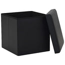 "vidaXL Folding Storage Stool - Black Faux Leather Upholstery, Comfortable Seat with Hidden Storage Space, Ideal for Living Room & Bedroom"