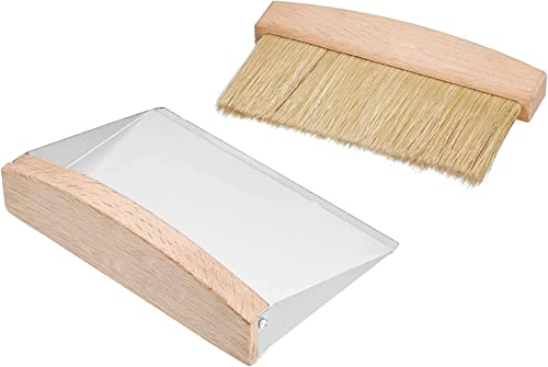 ETHEL Mini Metal Dustpan and Brush Set, Hand Broom and Dust pan for Sweeping Crumbs Fireplace, Dustpan are Used to Clean Kitchens, Floors, Tables, Animal Cages (White)