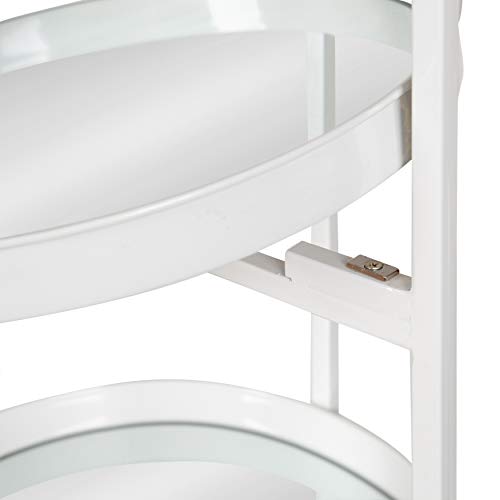 Kate and Laurel Celia Modern Glam 3-Tier Bar Cart, 14 x 14 x 28, White, Decorative Round Serving Cart with Lockable Wheels