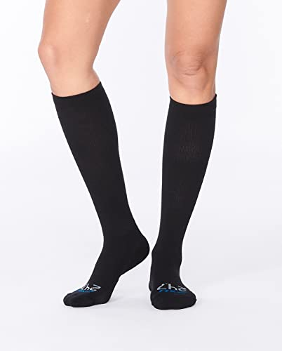 2XU Unisex 24/7 Compression Socks - Enhance Circulation & Reduce Fatigue - Black/Black - Size Large 2
