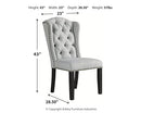 Signature Design by Ashley Jeanette Traditional 20" Tufted Upholstered Wingback Dining Chair, 2 Count, Light Gray