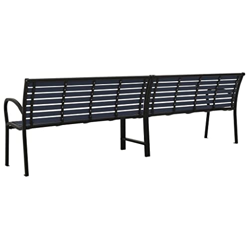 vidaXL Twin Garden Bench Outdoor Patio Backyard Lounge Terrace Balcony Yard Park Seating Seat Furniture 251 cm Steel and WPC Black