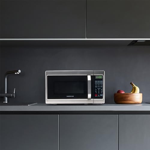 Farberware Countertop Microwave 700 Watts, 0.7 Cu. Ft. - Microwave Oven With LED Lighting and Child Lock - Perfect for Apartments and Dorms - Easy Clean Stainless Steel