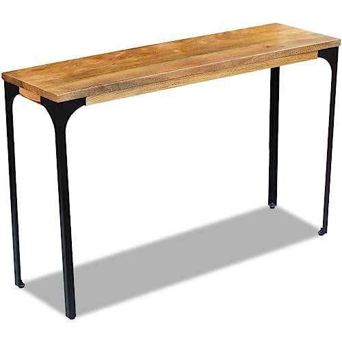 vidaXL Industrial Console Table, Handmade Mango Wood and Steel Sideboard, Brown, 120x35x76 cm