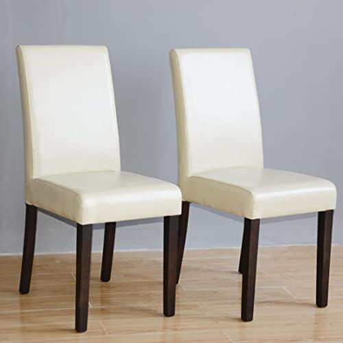 Bolero Faux Leather Dining Chair, Cream (Pack of 2)